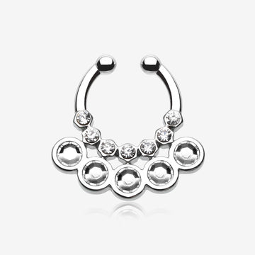 Aureole Gemina Sparkle Fake Septum Clip-On Ring-Clear